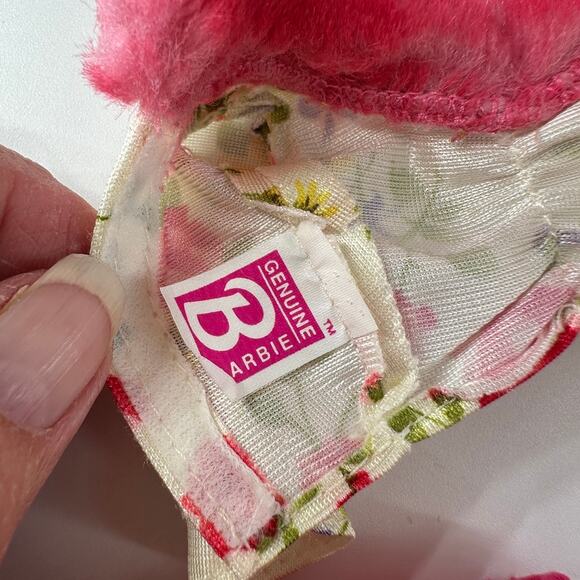 Vintage Mattel Barbie Brunette Doll Floral Top Pink Pants Outfit - Picture 8 of 10